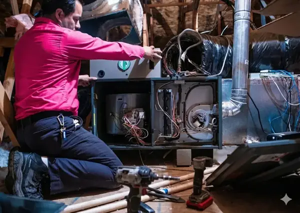 On The Way technician installing HVAC system